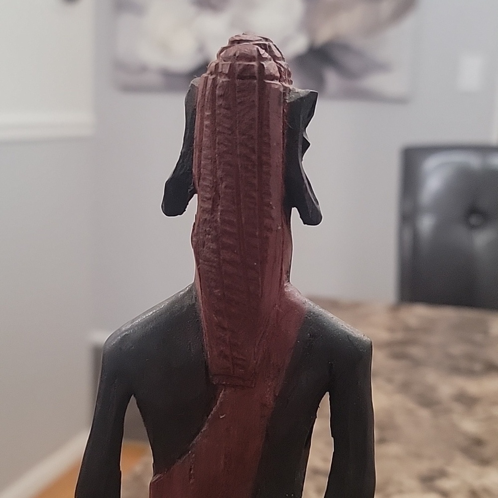 Vintage Wood Sculpture African Tribal Statue Hand Carved Folk Art - Picture 5 of 6